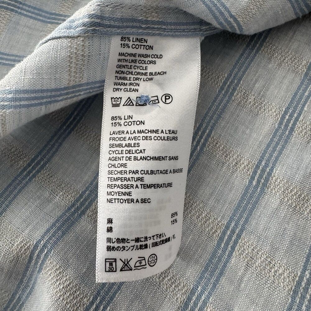 Tommy Bahama Island Modern Fit Shirt Men XXL White Tan Blue Stripe Linen Cotton - Picture 9 of 11